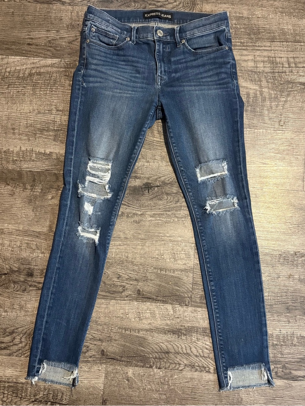 Express Jeans Women’s 6L Blue Mid Rise Ankle Legging Denim